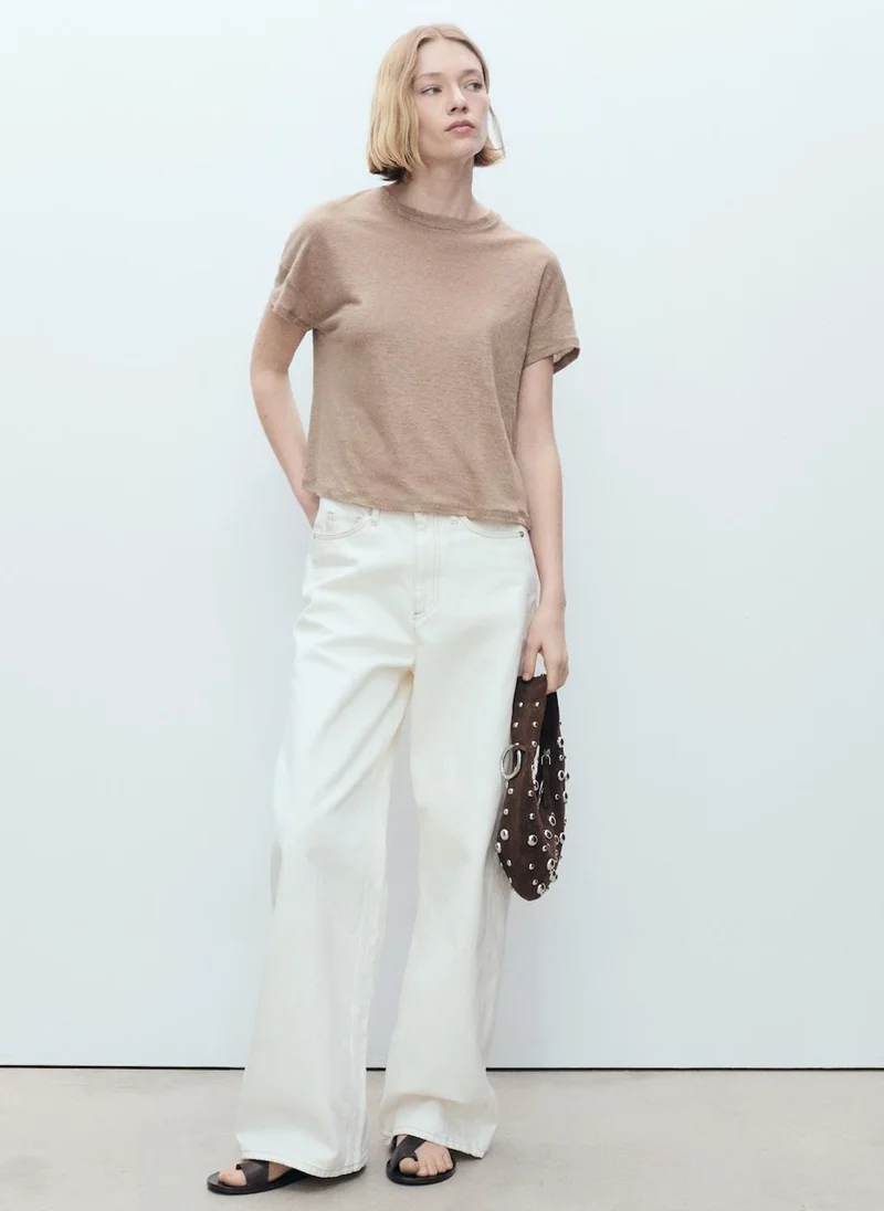 MANGO short-sleeved linen t-shirt